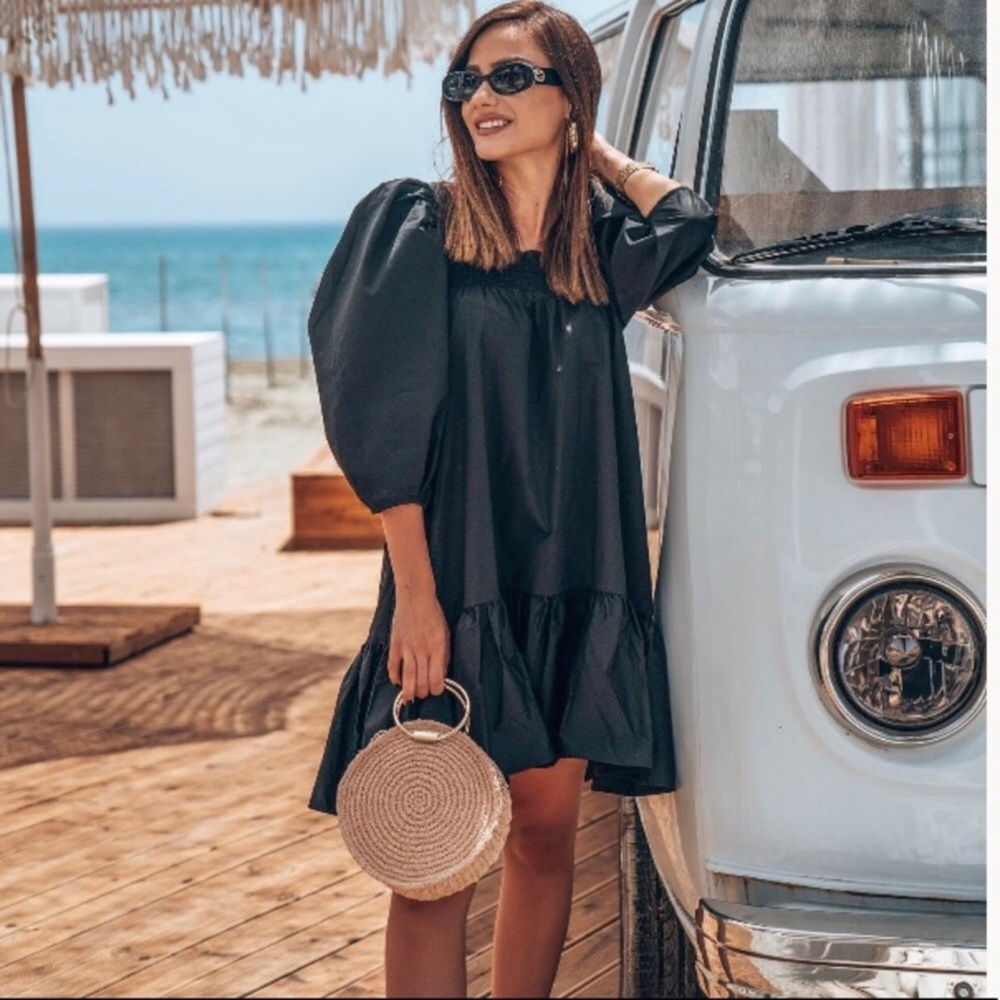 H&M | Puff Sleeve Black Mini Dress NWT - Picture 10 of 14